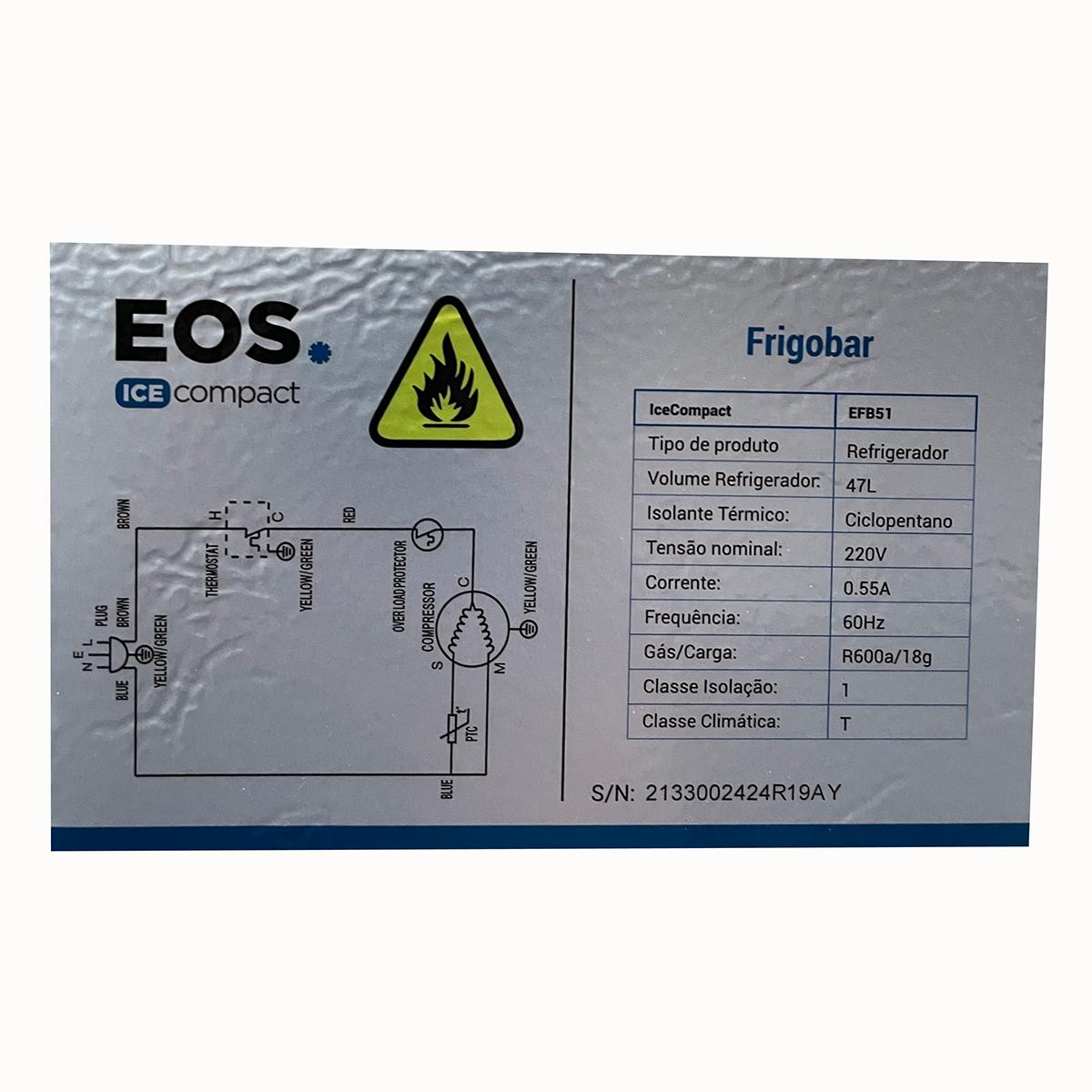 Semi - Frigobar Mini Refrigerador Doméstico Ice Compact 47l Efb51 220v Branco - Eos