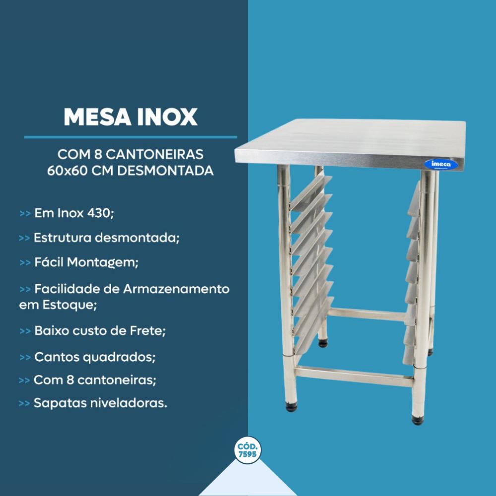 Bancada Mesa 60x60cm 8 Níveis 35x35 Total Inox 430 Para Prp-004 - Imeca 7595