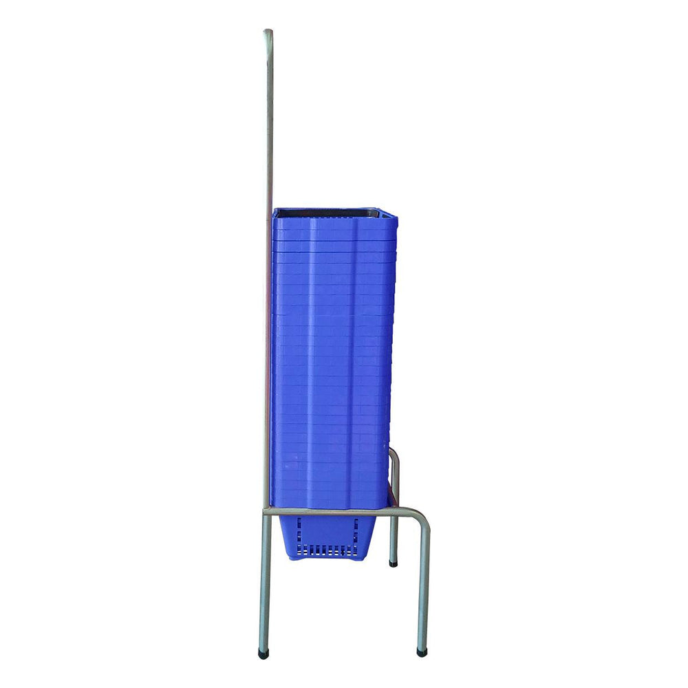 Kit Suporte Para Cestos De Compras Simples + 30 Cestos D100 Azul