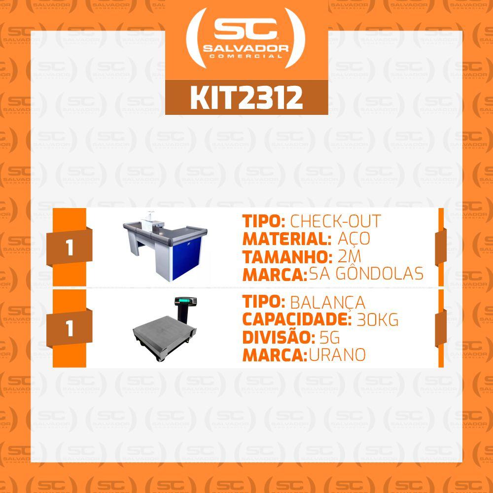 Kit Caixa De Supermercado Empacotador Check-Out Azul 2,00m + Balança Bivolt 30kg Urano