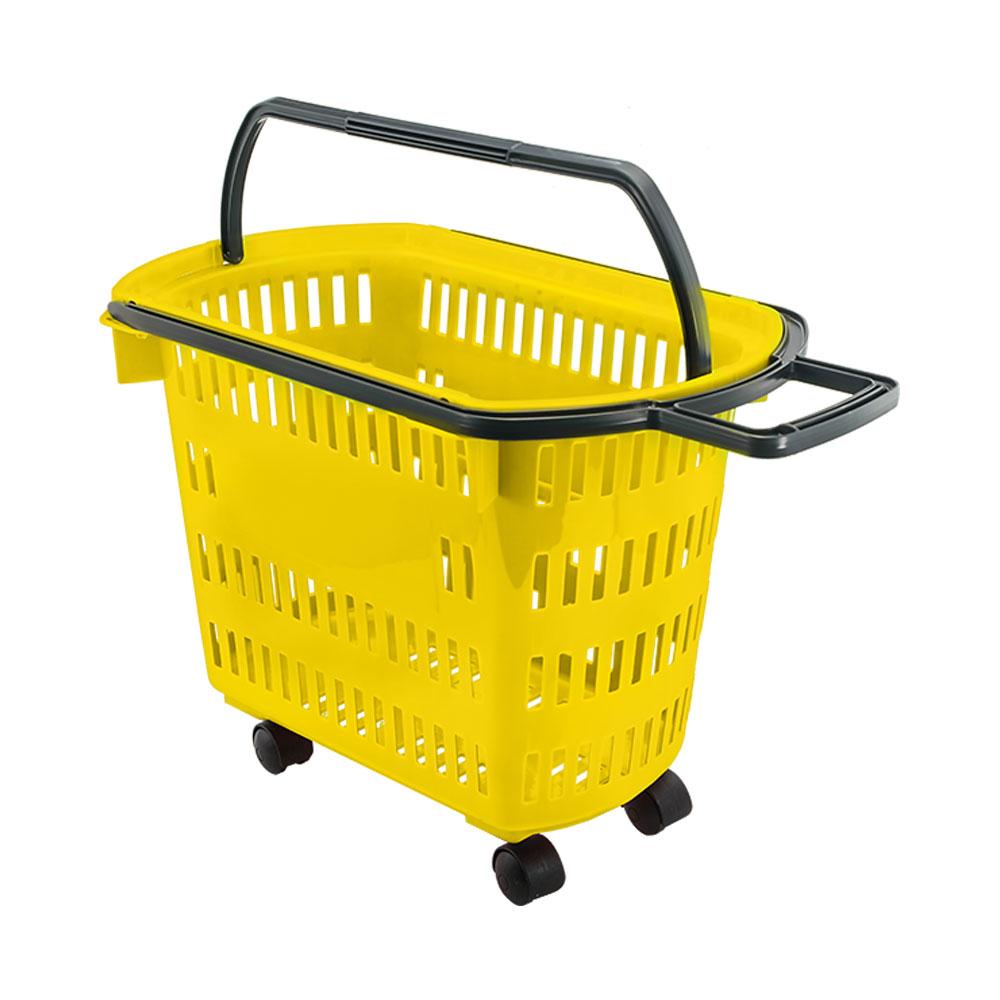 Cesto De Compras Para Supermercado Tamanho Grande Com Rodízio D300 - Della Plast