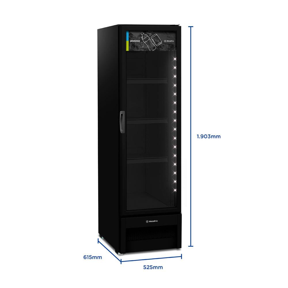 Visa Cooler Refrigerador Multiuso Expositor Vertical 313/343L VB28RH All Black 220V - Metalfrio