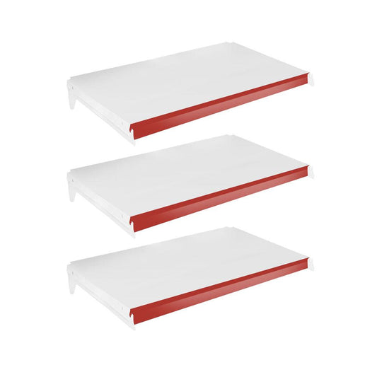 Kit 3 Bandejas Prateleiras 40x73 Ponta Para Gôndolas New Plus Com Porta Etiquetas Vermelho - SA Gôndolas