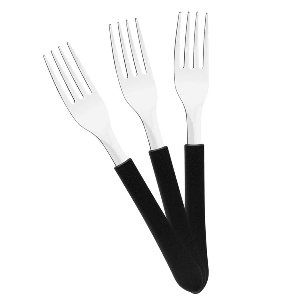 Kit 60 Garfos de Mesa Leme com Lâmina em Aço Inox Cabo Preto GPBAG - Tramontina