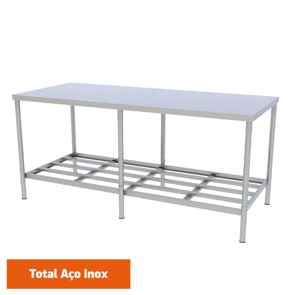 Mesa Bancada De Apoio Inox Desmontável Com Paneleiro 87x190x60cm MES19I – Braesi B18295