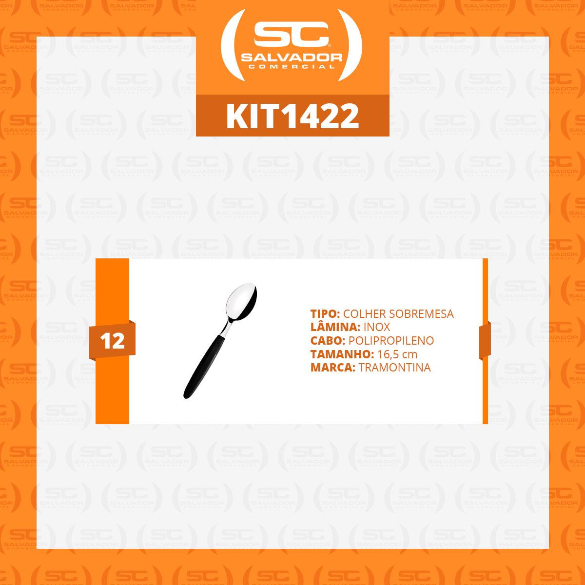 Kit - 12 Colheres de Sobremesa Ipanema Com Lâmina Em Aço Inox Cabo Preto Csptop - Tramontina