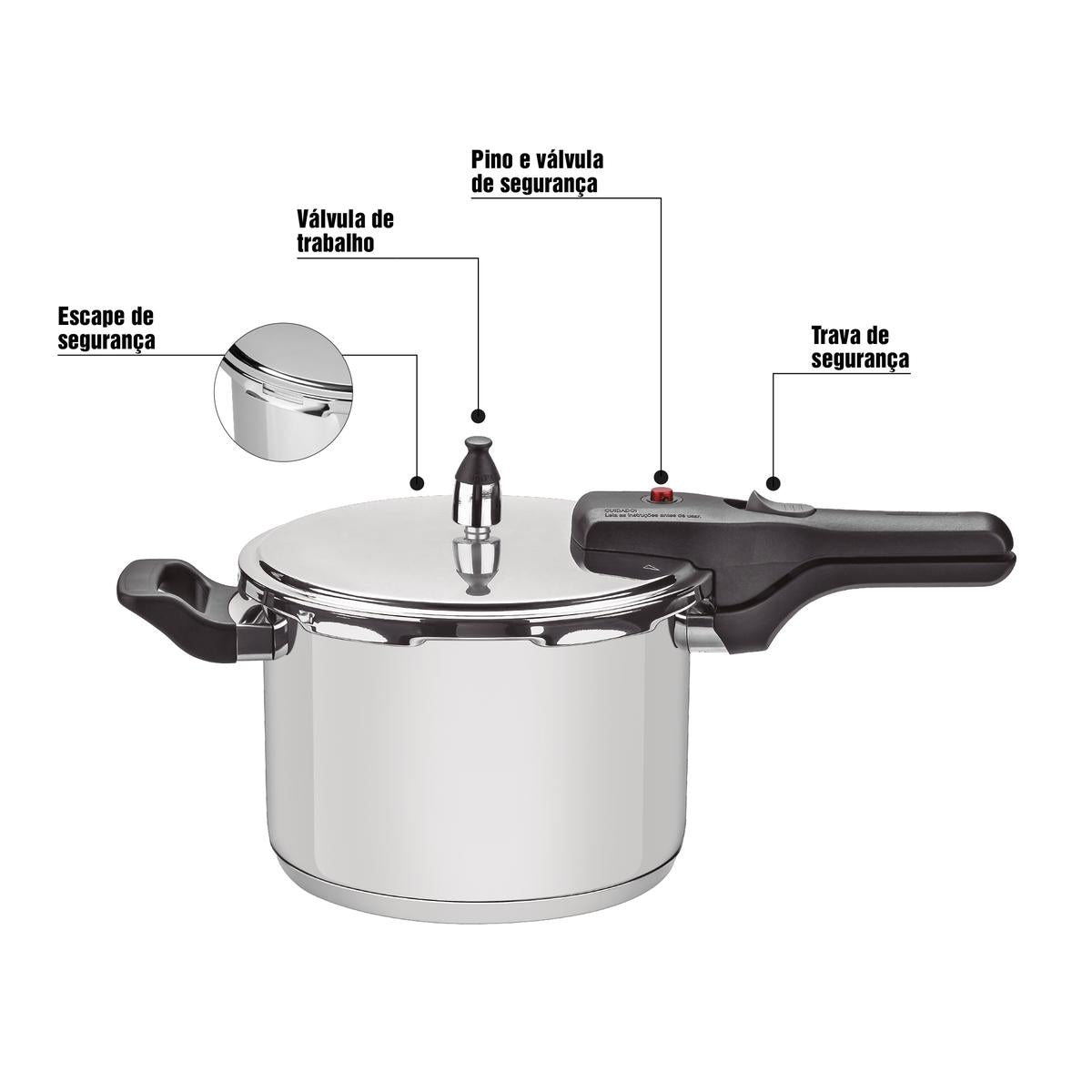 Panela de Pressão 4,5l Aço Inox Brava + Concha Inox Extrata - Tramontina
