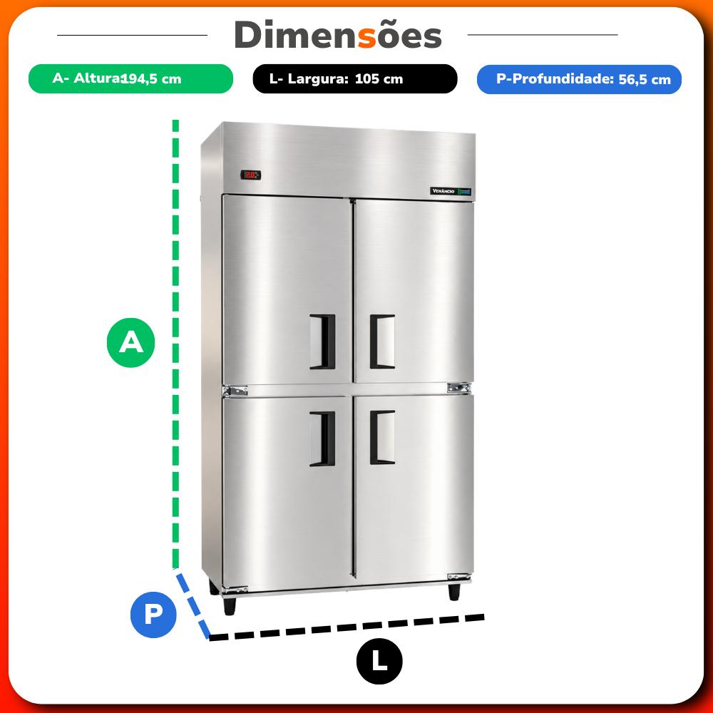 Mini Câmara Profissional Resfriada 4 Portas 2ºc a 7ºc 680l ar Forçado MCECV4P 220v - Venâncio 81561