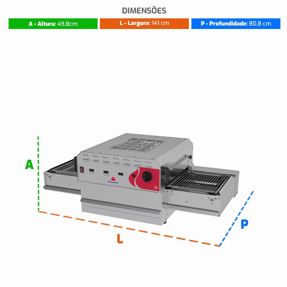 Forno Esteira a Gás Pizzas 40cm Profissional Híbrido PRFE-400 G2 NH 220V - Progás P45561