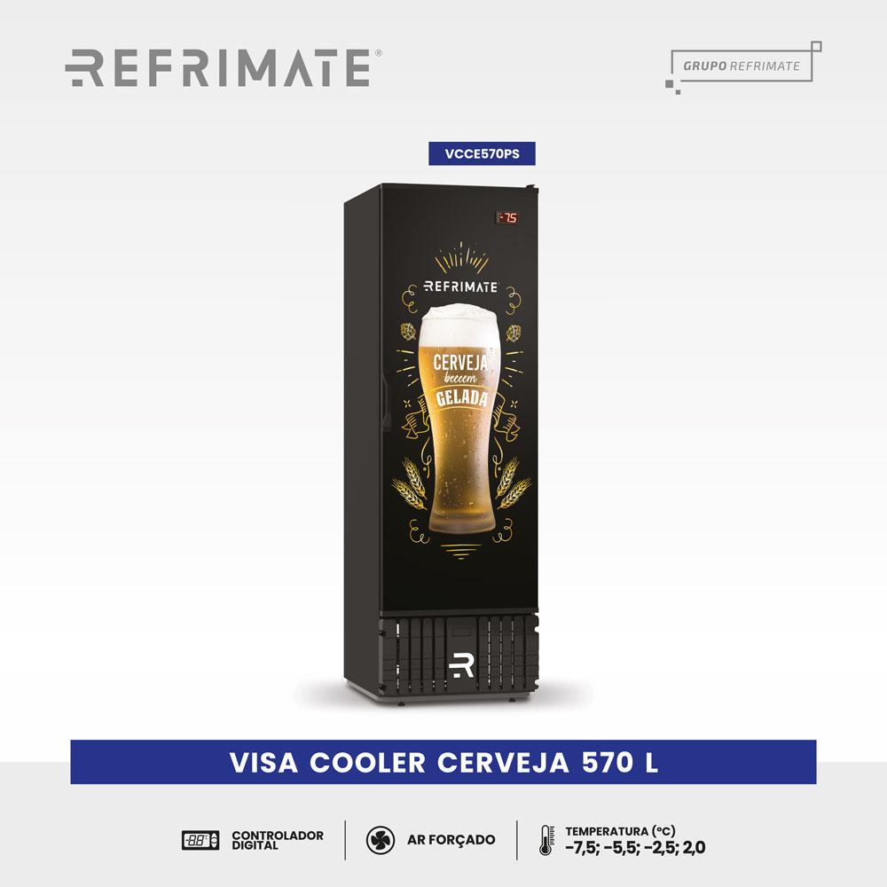 Visa Cooler Cervejeiro Porta Sólida Adesivada -7,5 a 2 ºc 570l Vcce570psa 220v - Refrimate