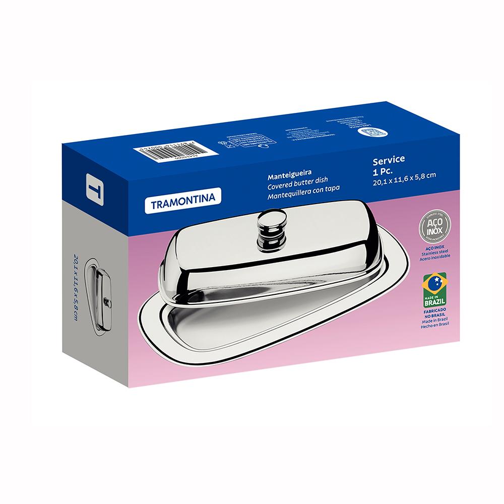Manteigueira Inox Com Tampa Service Para Armazenar Manteiga Retangular - Tramontina 61424000