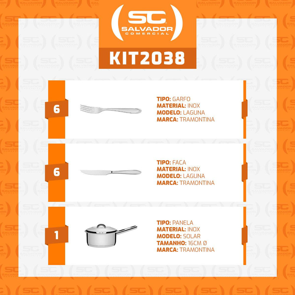 Conjunto de 1 Panela Solar 16cm 1,4l Com 12 Talheres Laguna e 5 Utensílios em Inox Extrata Tramontina