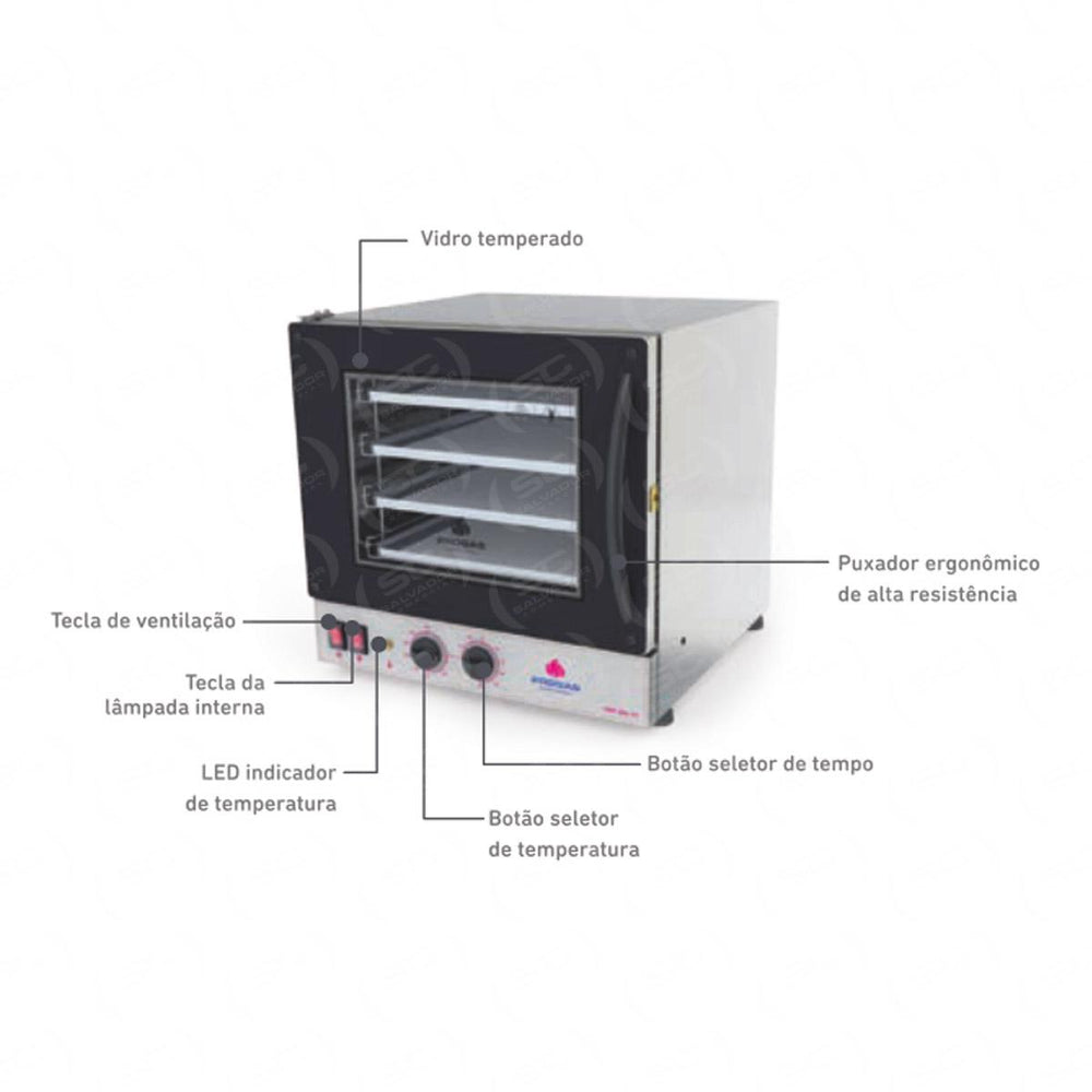 Kit Forno Turbo Elétrico PRP-004 G2 220V Rosa + 4 Assadeiras - Progás