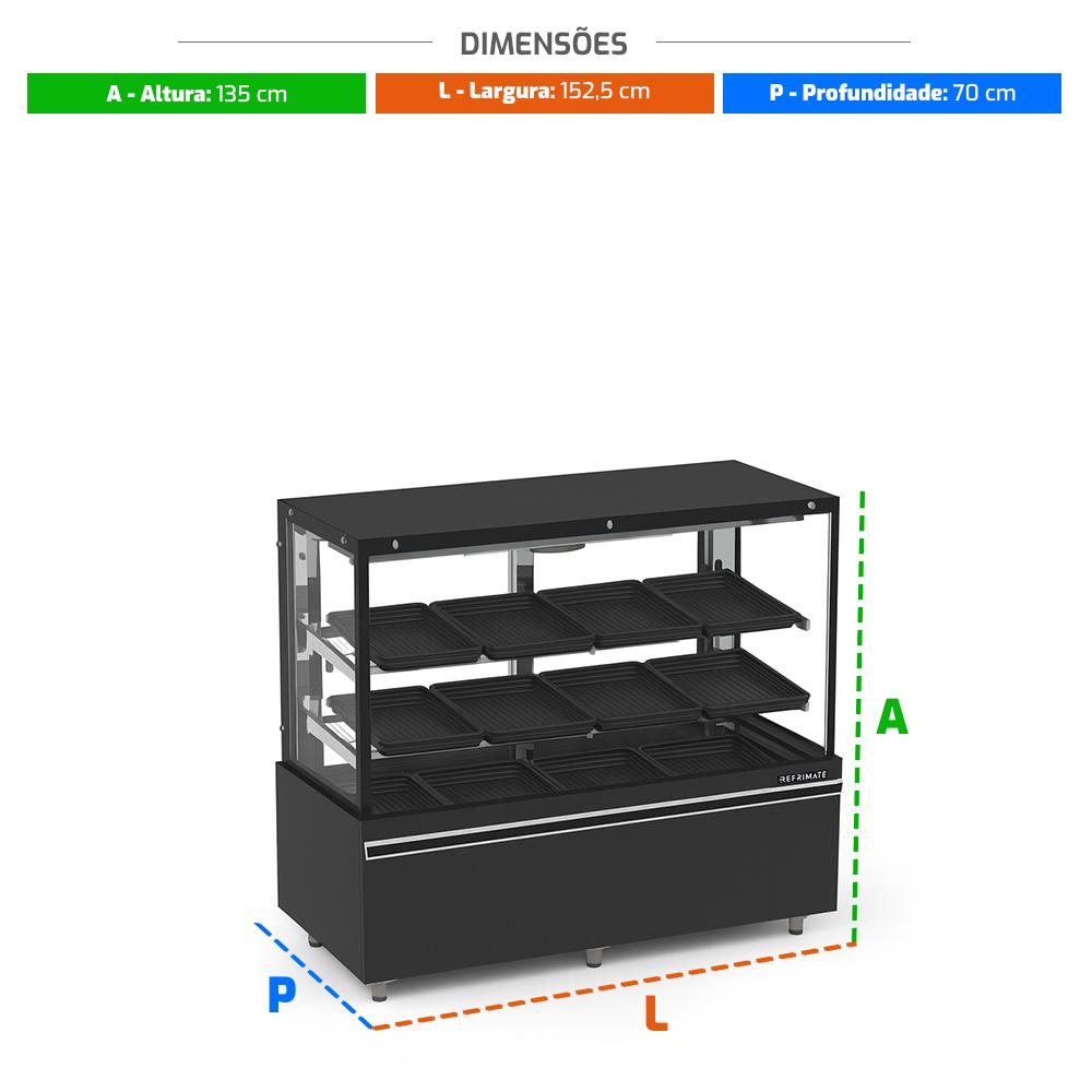 Expositor De Açougue Profissional Prateleira Ar Forçado 1,5m EAVTP1500AF 220V - Refrimate