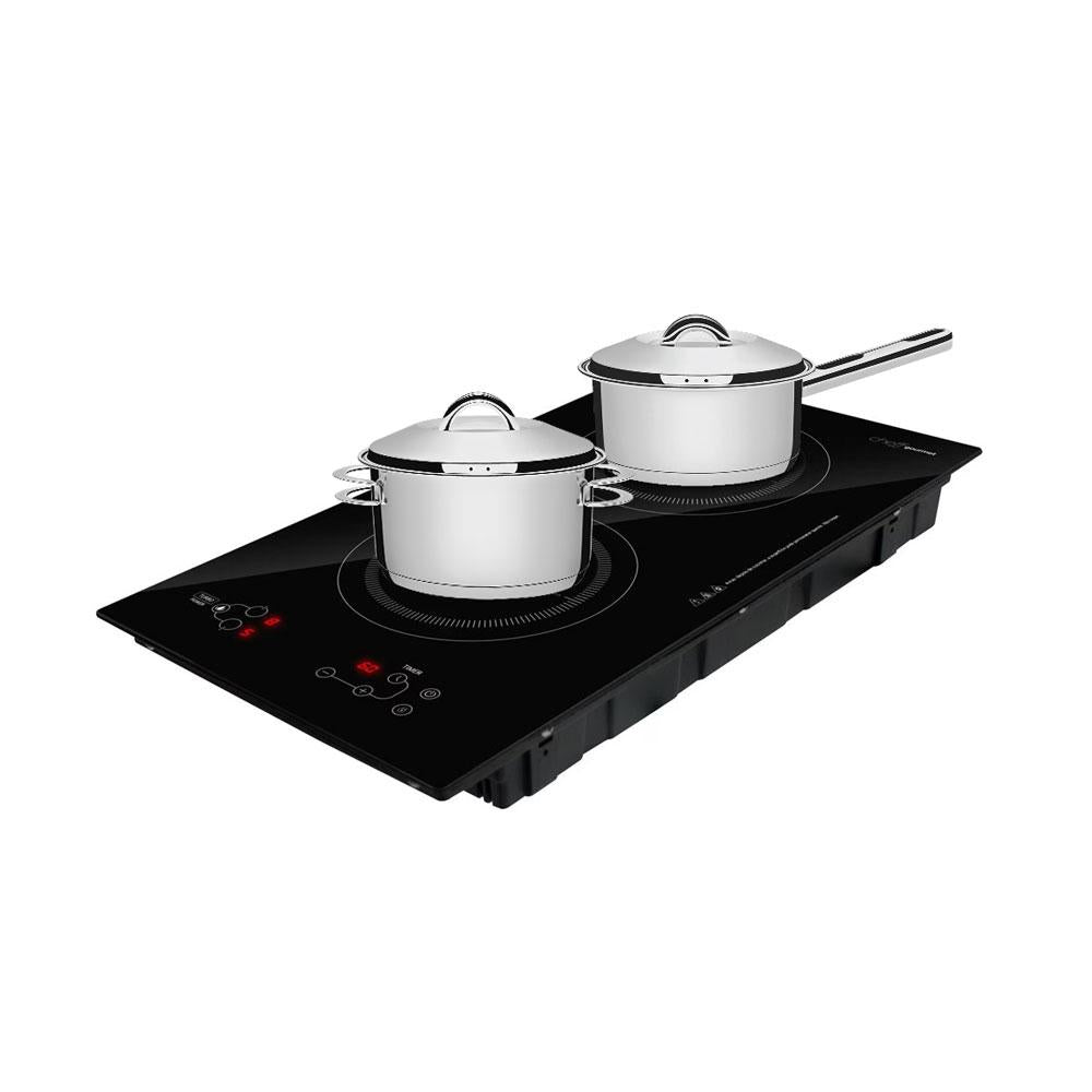 Kit Fogão Cooktop De Indução 2 Bocas ECI02EP 220V EOS + Panelas Inox Solar Ø 16cm PIT4 e PIT7