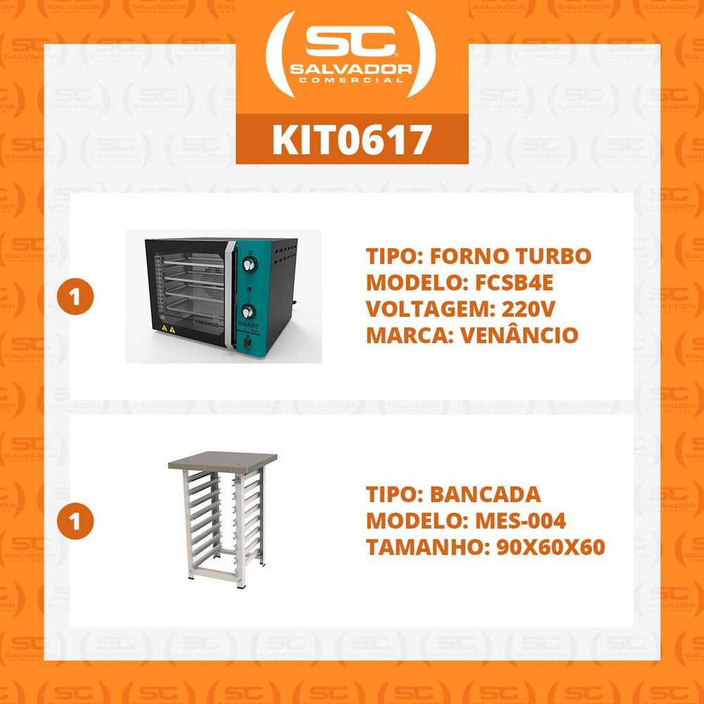 Kit Forno Turbo Convector Smart Basic. Preto e Turquesa FCSB4E 220V + Bancada MES-004 - Venâncio