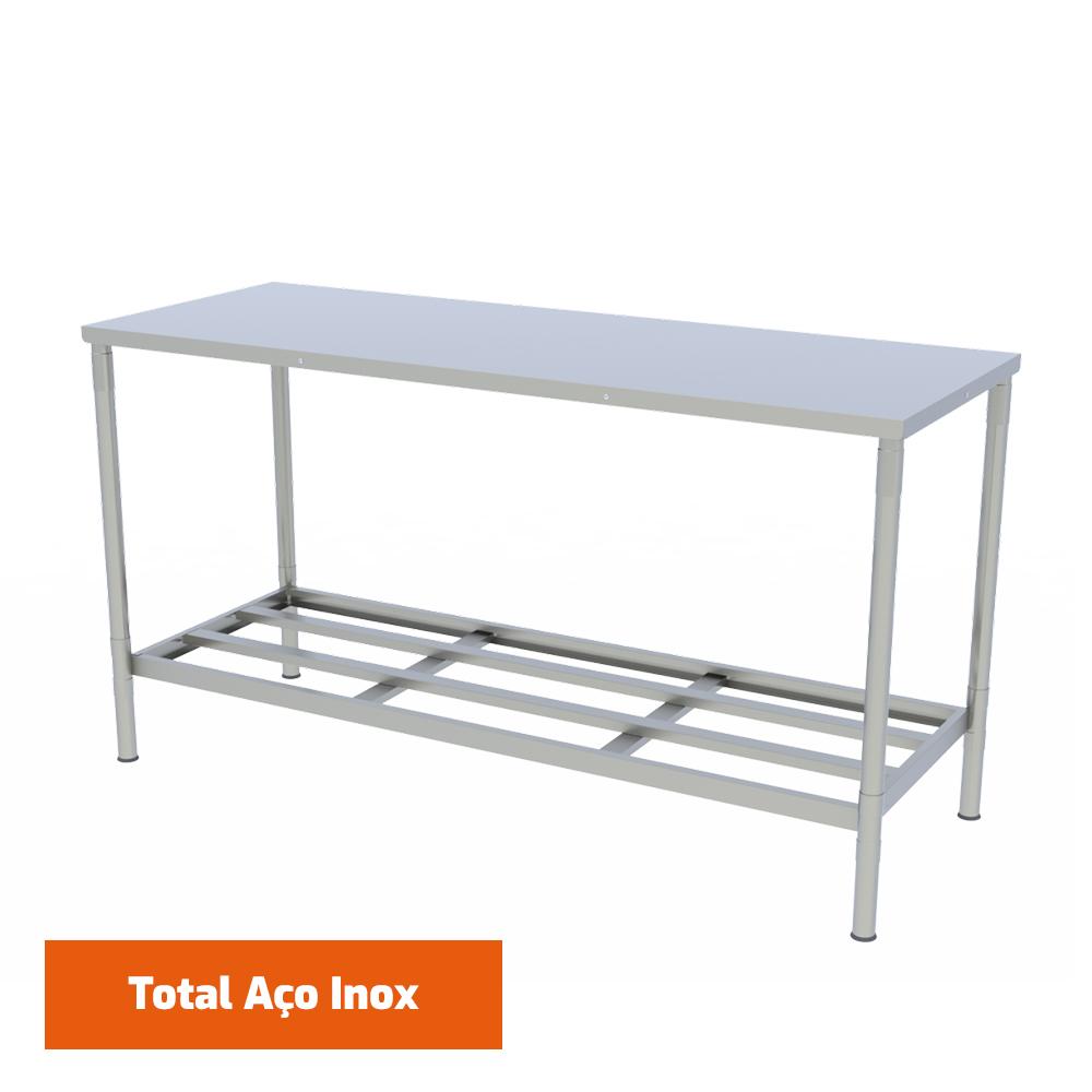 Mesa Bancada De Apoio Inox Desmontável Com Paneleiro 87x160x60cm MES16I – Braesi B18264