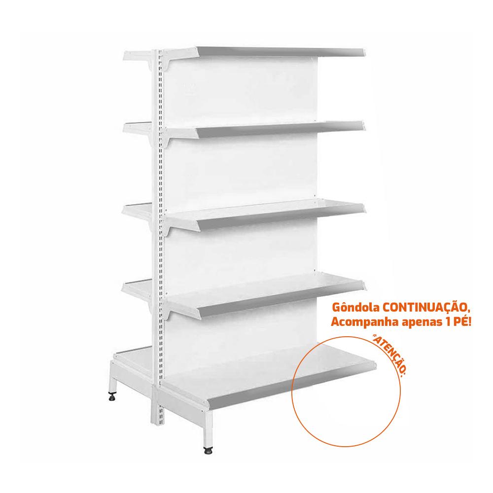Gôndola Prateleira New Plus 1,70 Central Continuação GCC - Sa Gôndolas Porta Etiquetas Cinza