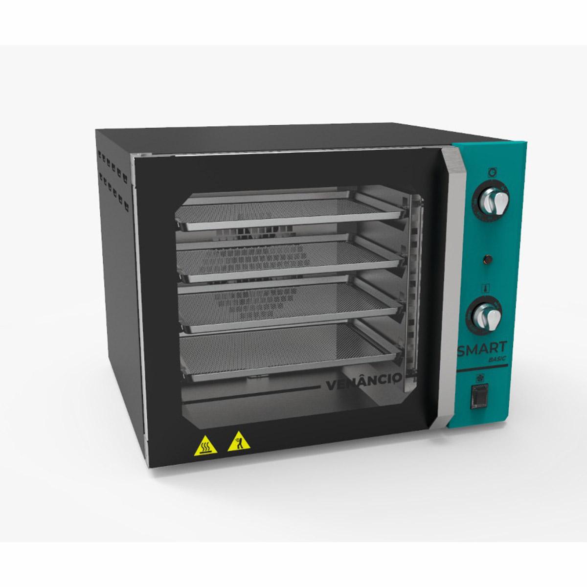 Forno Turbo Convector Elétrico Smart Basic 4 Esteiras Preto e Painel Turquesa FCSB4E - Venâncio 220V