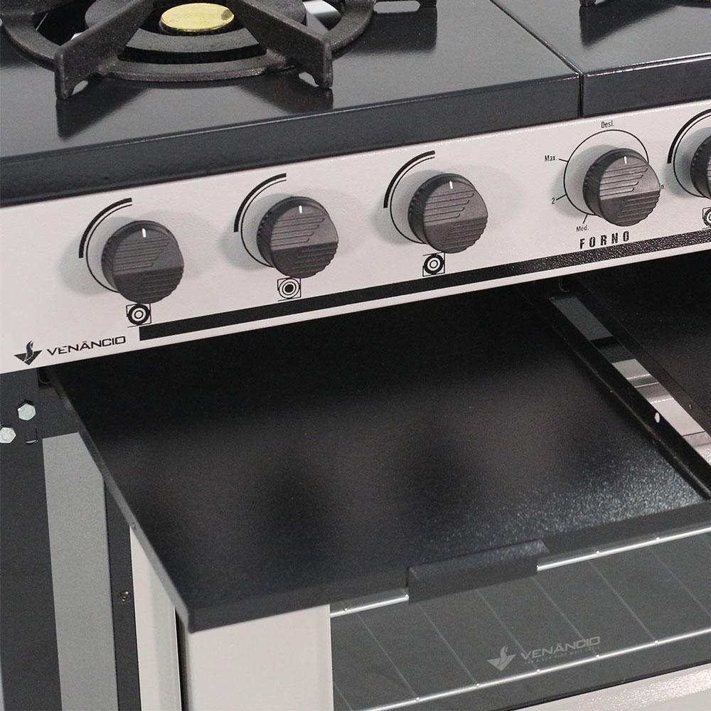 Fogão Industrial Preto com Forno Branco 2 Bocas Duplas Bravo BR2BF - Venâncio