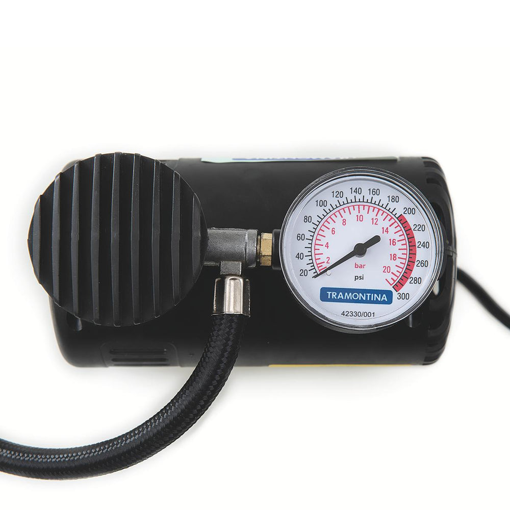 Compressor de Ar Portátil Para Carros Com Manômetro 300Psi 50W 12V - Tramontina 42330001