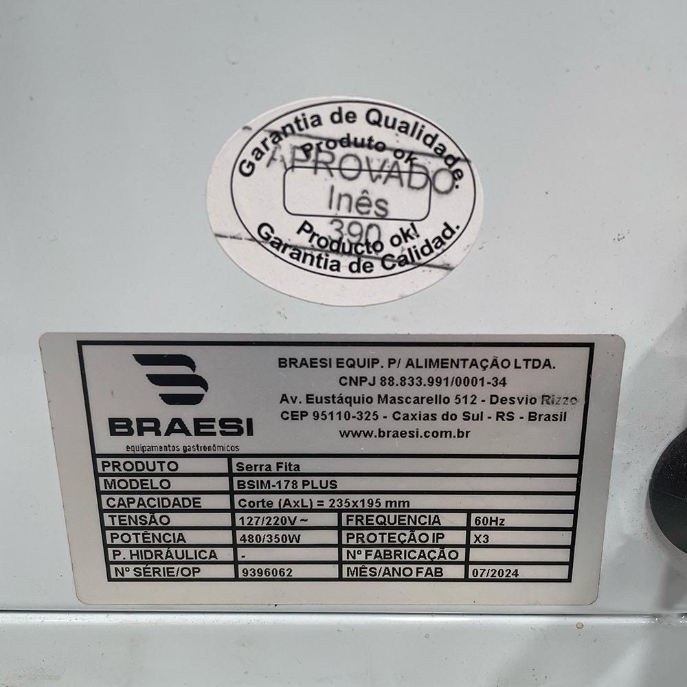 Semi - Mini Serra Fita Semi-inox Mesa Fixa 1,78m Bsim-178 Plus Bivolt - Braesi