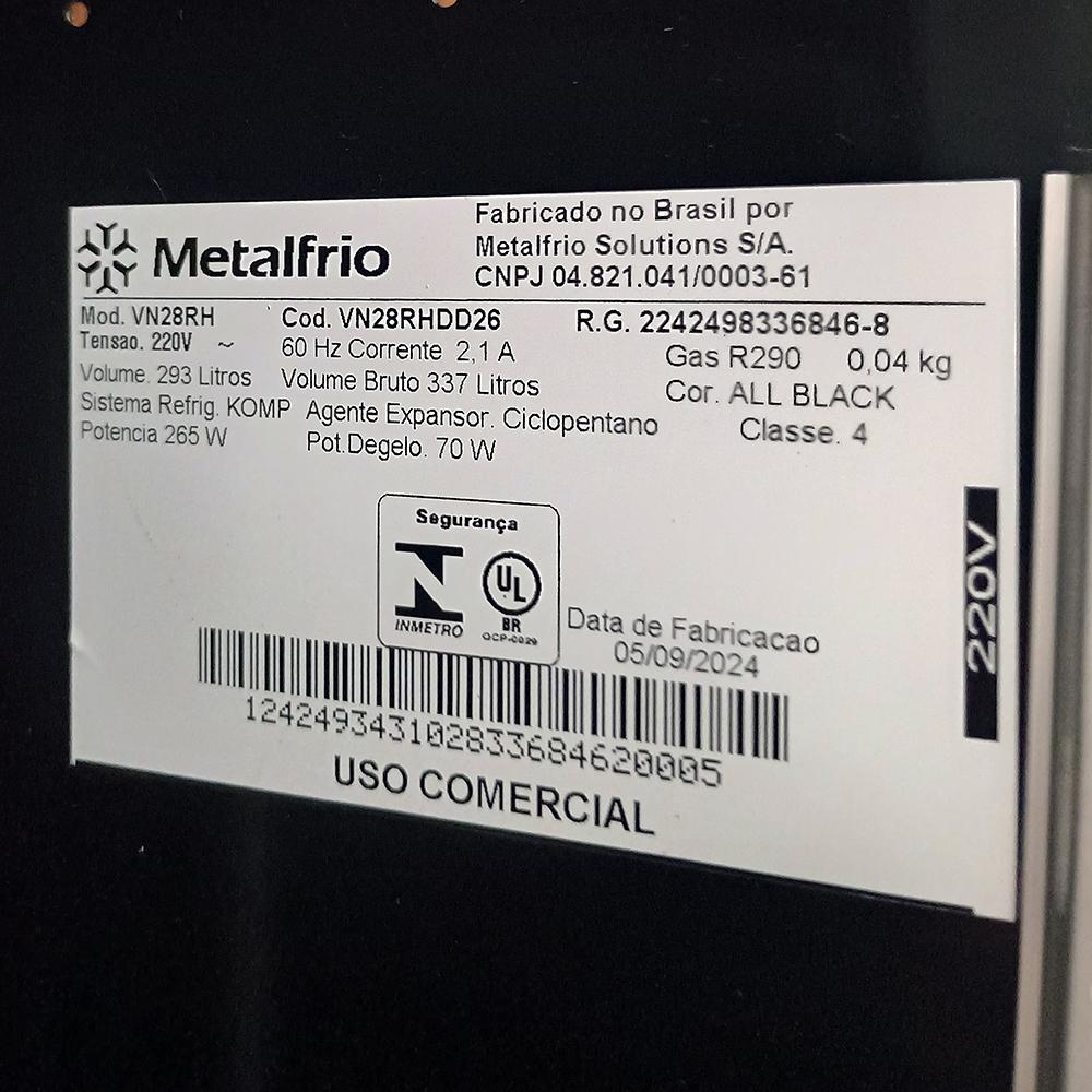 Semi - Visa Cooler Cervejeira Expositor Vertical Porta de Vidro 293 Litros Vn28rh All Black 220v - Metalfrio