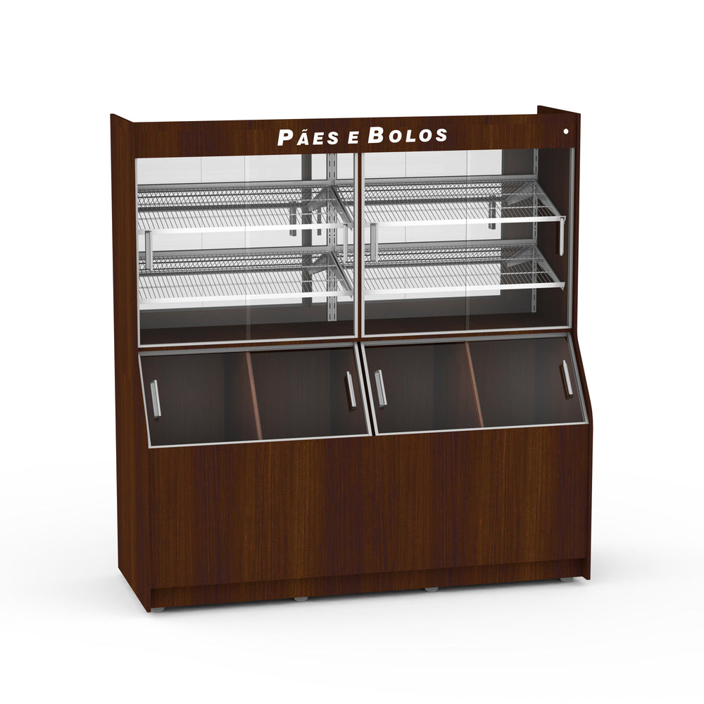 Armário Para Pães Tulha 200cm MDF Portas de Correr Espelho e Led APPT2000 220V Wengue - Refrimate