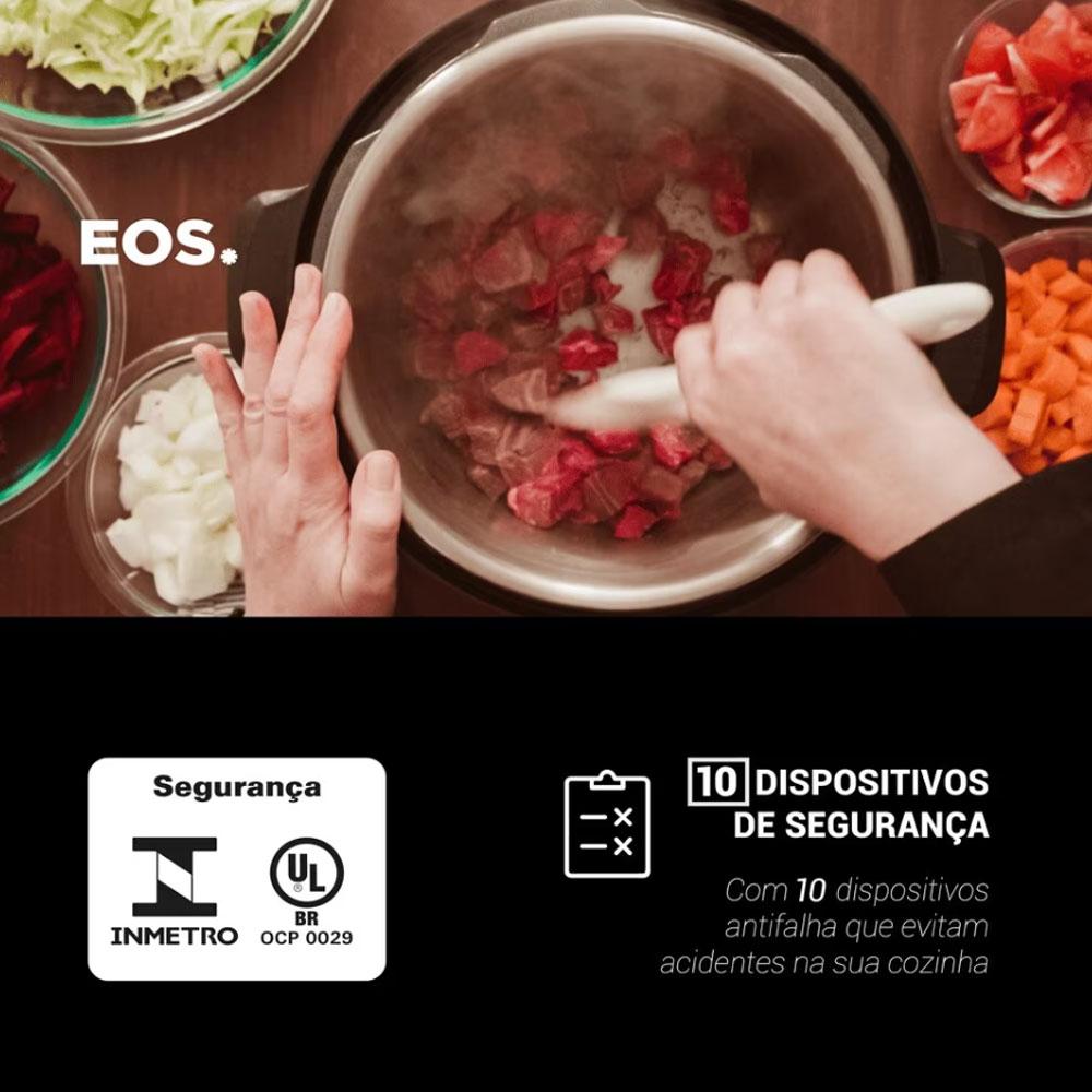 Panela de Pressão Elétrica Caçarola Multicooker Multiuso Digital Inox 6L EPP60DI 127V - EOS