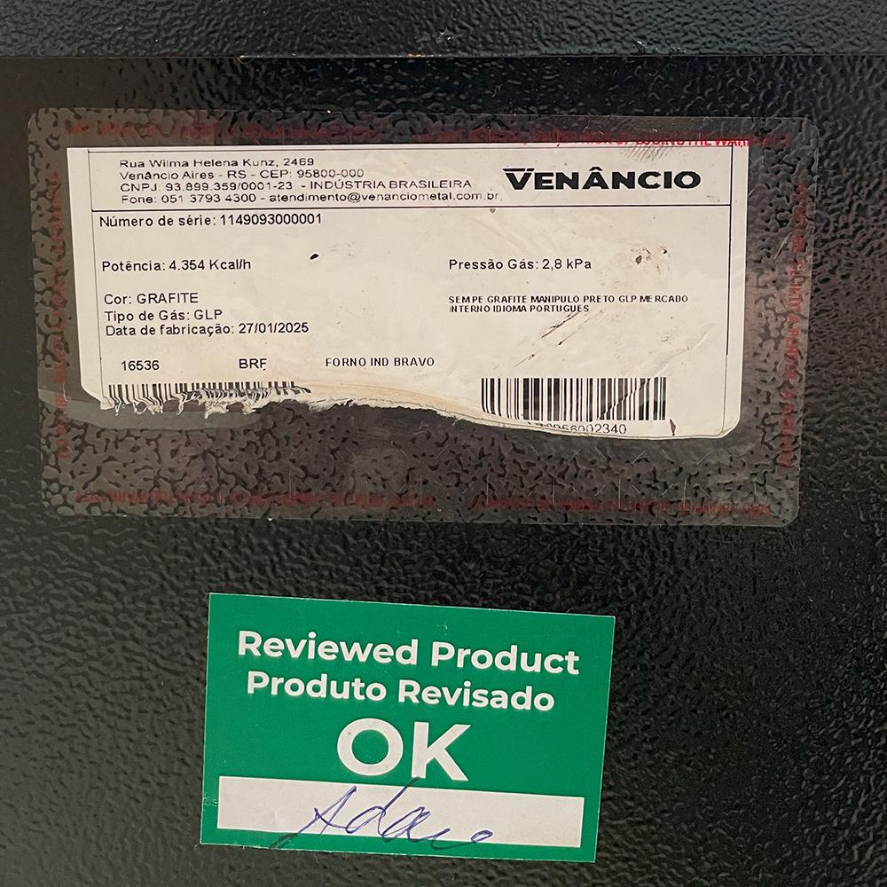 SEMINOVO - Forno Professional Gás Bravo S/pé Cinza 16536 BRF - Venâncio
