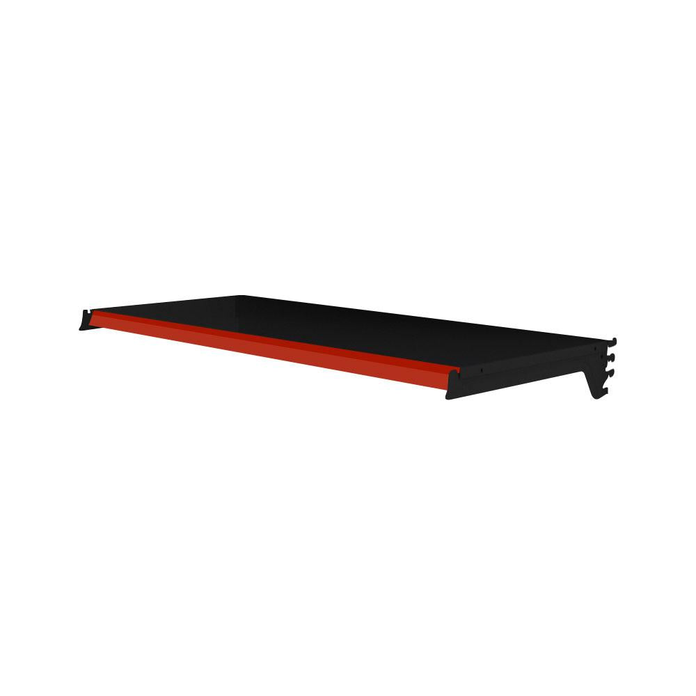 Bandeja Prateleira Com Reforço 30x91 Para Gôndolas New Plus Preto Porta Etiqueta Vermelho - SA Gôndolas