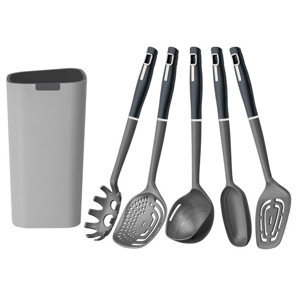 Kit Caçarola Aço Inox Solar 6,1 Litros PIT 2 + Jogo de Utensílios 6 Peças Verano Ônix  - Tramontina