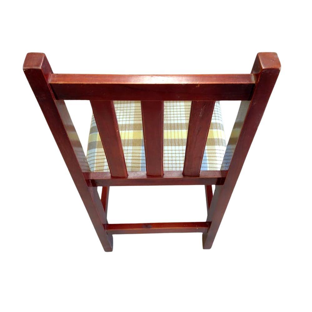 SEMINOVO - Cadeira Madeira Veneza Pés Retos Mogno Com Estofado Listrado - Disa Móveis