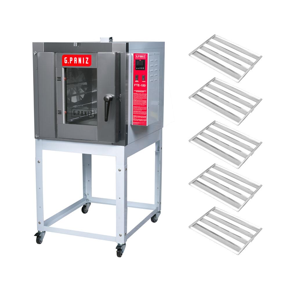Forno Turbo Elétrico Profissional 5 Níveis 40x60 FTE 100 220V Gpaniz + 5 Esteiras Alumínio