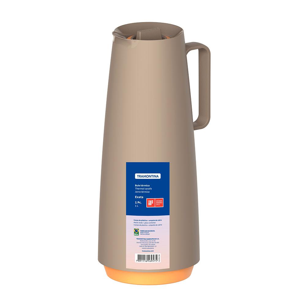 Bule Garrafa Térmica Exata em Plástico Com Ampola de Vidro 1 l Bege - Tramontina 61636108