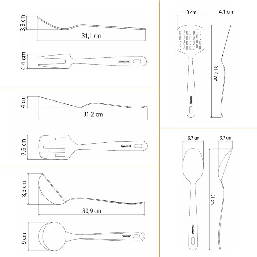 Conjunto de 12 Talheres de Mesa Laguna e 5 Utensílios em Inox Extrata Tramontina