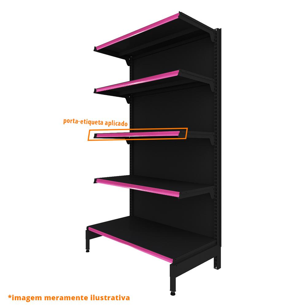 Gôndola Prateleira Preta New Plus 1,70 Parede Inicial GPI - Sa Gôndolas Porta Etiquetas Rosa