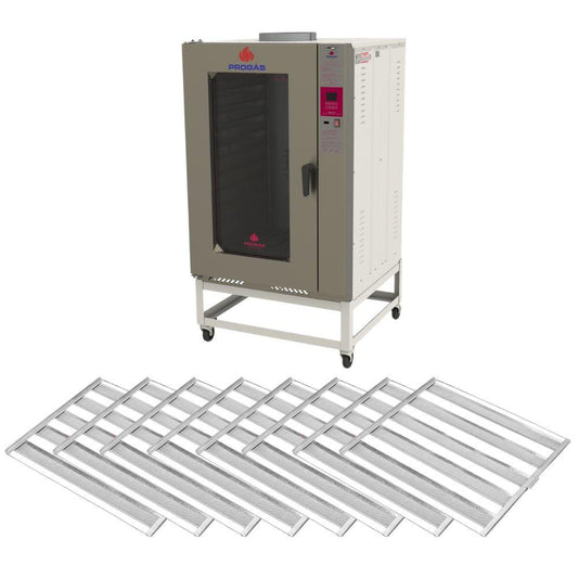 Kit - Forno Turbo á Gás 8 Esteiras PRP-8000 G2 Bivolt + 8 Esteiras - Progás