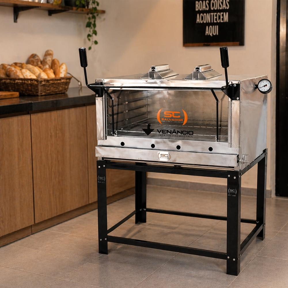 Forno Gás Industrial Infra Refratária Roma Inox Firiv110 + 1 Grade Extra + pá Pizza - Venâncio
