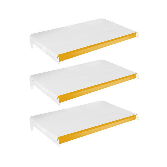 Kit 3 Bandejas Prateleiras 40x73 Ponta Para Gôndolas New Plus Com Porta Etiquetas Amarelo - SA Gôndolas
