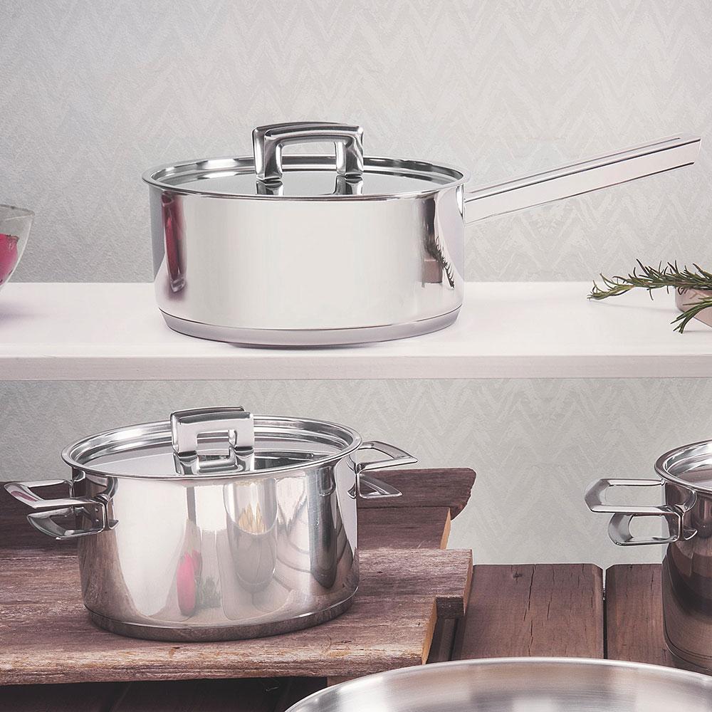 Jogo de Panelas Brava Aço Inox Fundo Triplo Tampa Plana 4 Peças - Tramontina 65400020