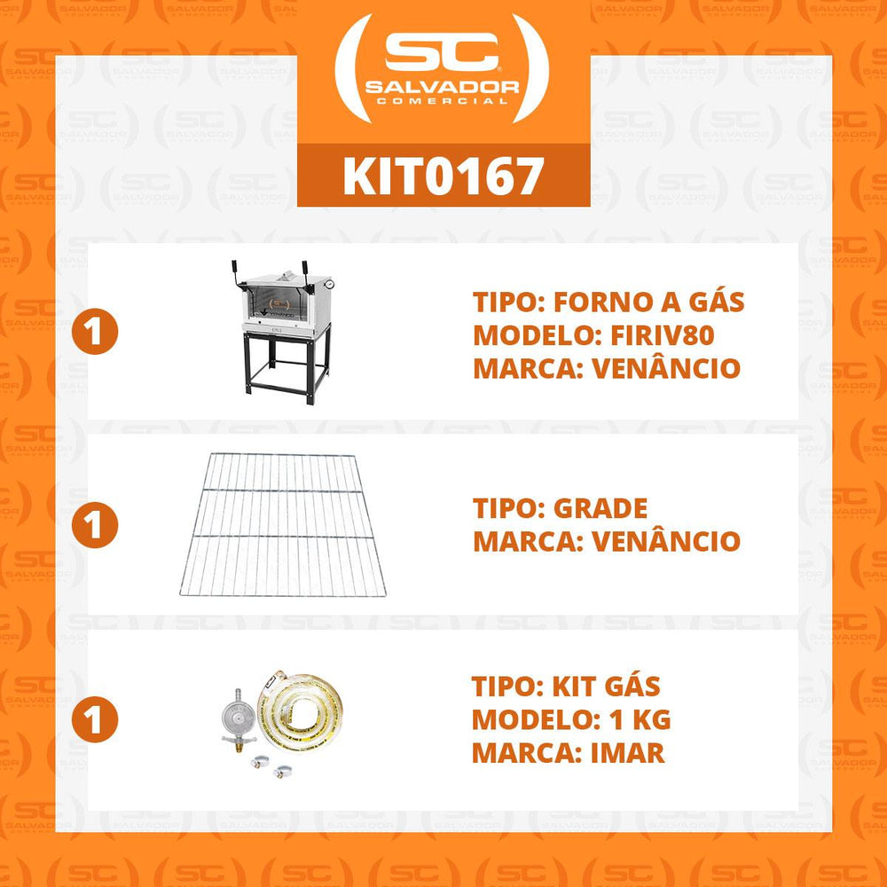 Kit Forno De Lastro a Gás Refratário Roma Inox Infravermelho FIRIV80 + Grade Extra + Kit Gás