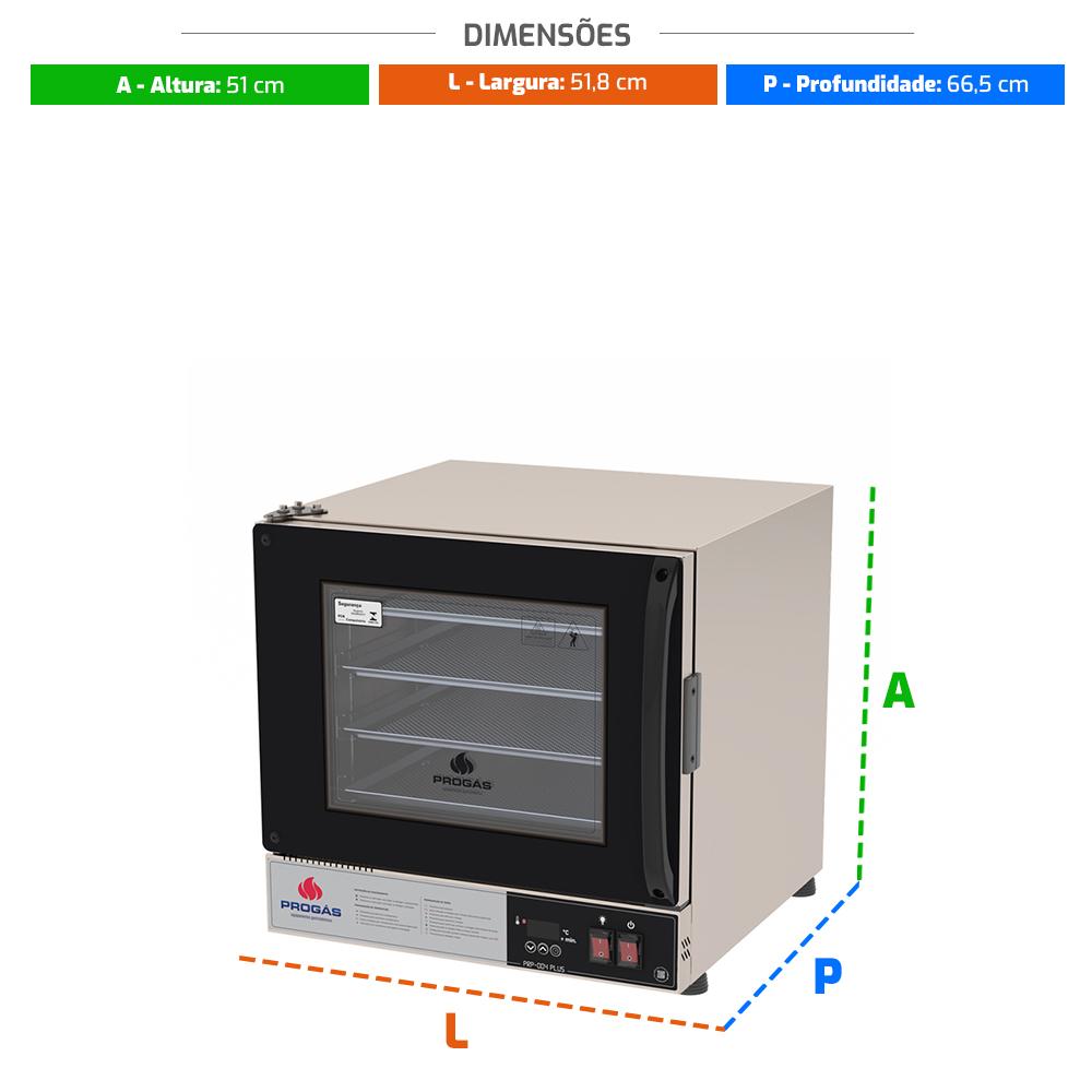 Kit Forno Turbo Elétrico PRP-004 Plus 220V Preto Progás + 4 Assadeiras Cimapi
