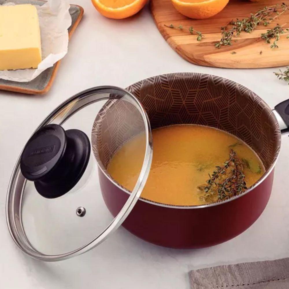 Panela Paris Alumínio Antiaderente Vermelho 2,1l Com Colher Para Servir Tramontina