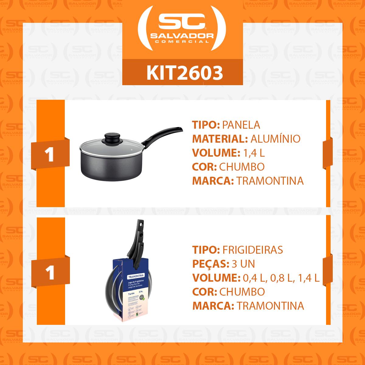Panela Turim Alumínio Chumbo Antiaderente 18cm 1,4l Ptc + Jogo de Frigideiras - Tramontina