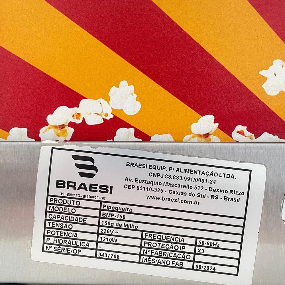 Semi - Máquina Pipoqueira Profissional Comercial Elétrica Inox BMP-150 220v - Braesi