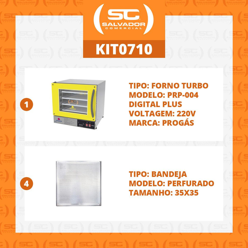 Kit - Forno Turbo Prp-004 Plus Digital 220v Amarelo + 4 Assadeiras - Progás