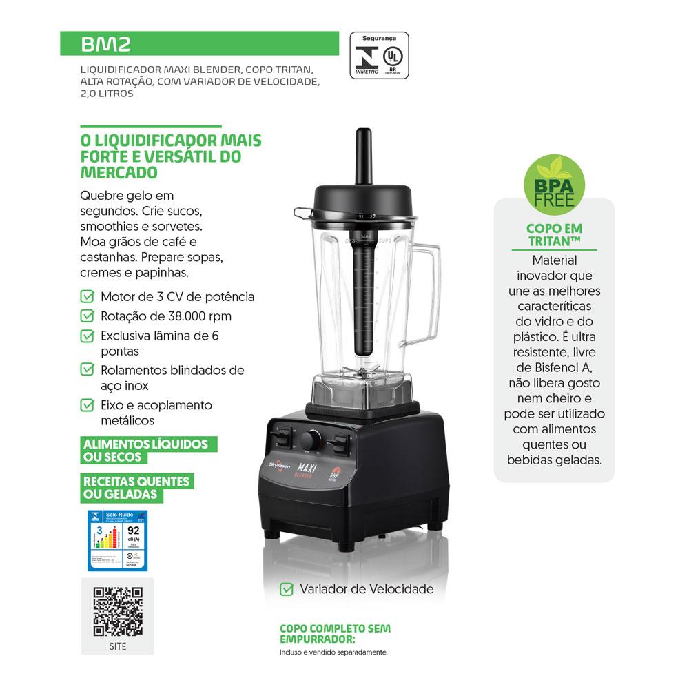 Liquidificador Blender Maxi Alta Rotação Com Variador 2 Litros Grafite BM2 127V - Skymsen