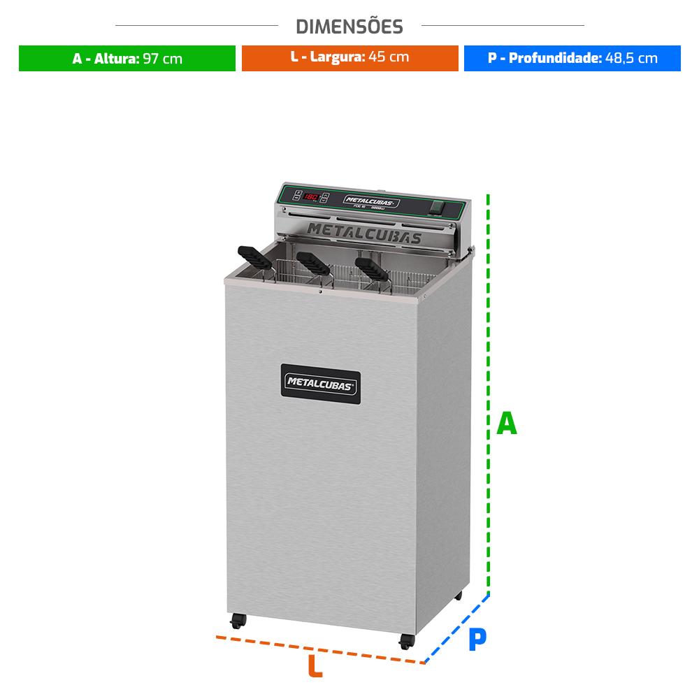 Fritador Elétrico Pedestal 3 Cestos 18l Somente Óleo 8000w Foe 18 p 220v - Metalcubas