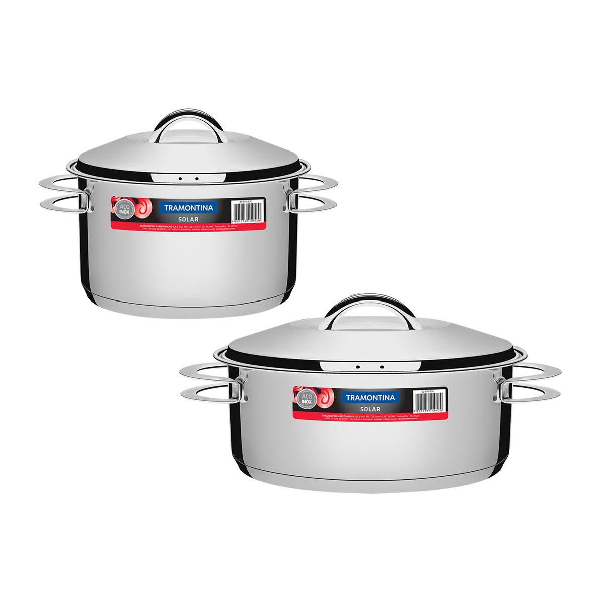 Kit Jogo de Panelas Solar 2 Pçs Inox Pit 2, 3 - Tramontina